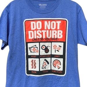 Gildan Do Not Disturb Unless Blue Short Sleeve Crewneck Tee Boys Size XL 14/16